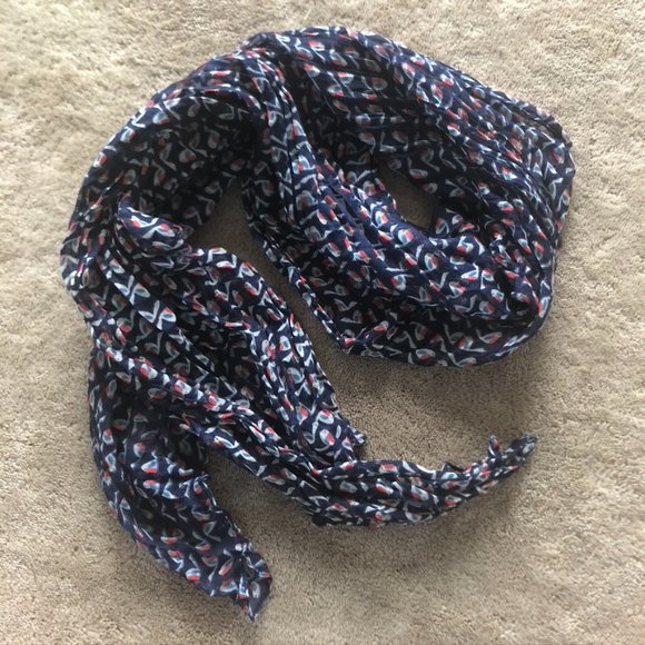 Navy Blue Bird Pattern Scarf - Picture 1 of 3